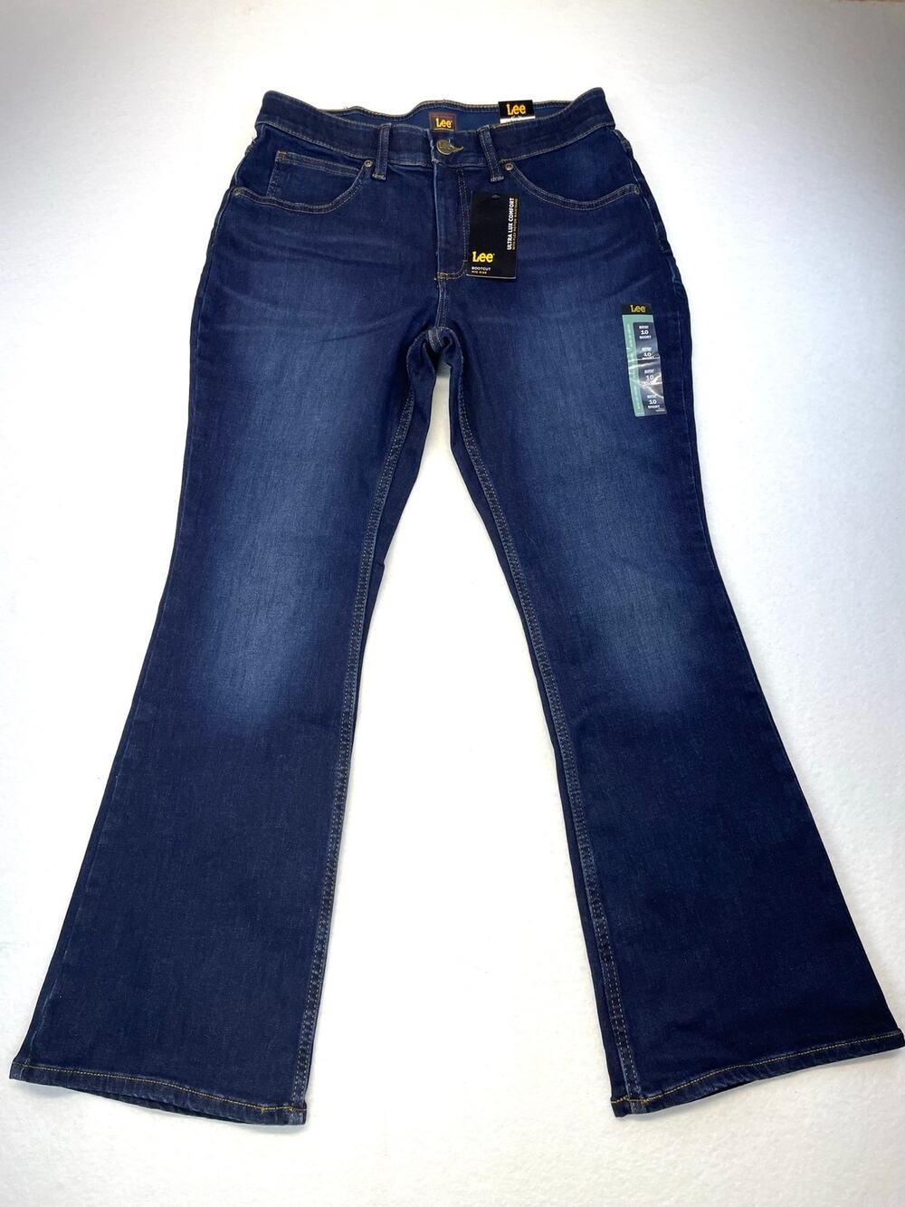 Lee Bootcut Jeans Mid Rise Flex Motion Waistband Dark Wash Size 10 Short